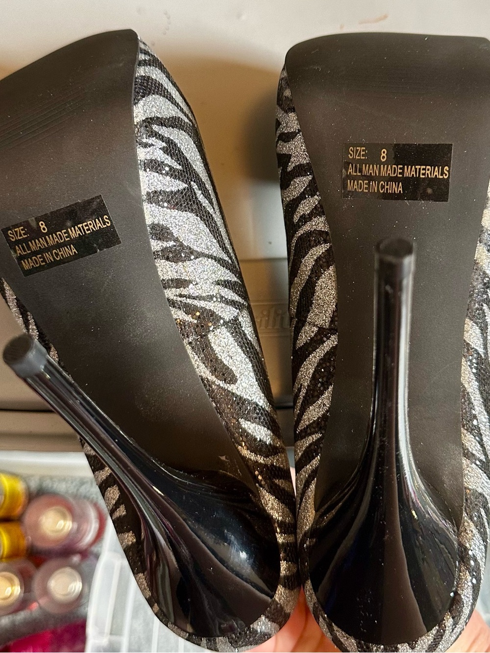Charlotte Russe Silver and Black Glitter Zebra Heels - Picture 4 of 4